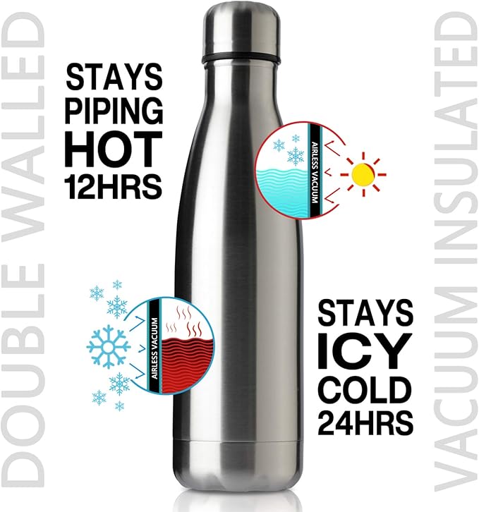 MEWAY 17oz Sport Water Bottle 8 Pack Vacuum Insulated Stainless Steel - Image 2