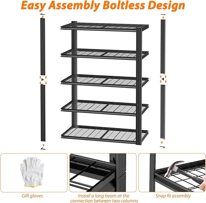 Garage Shelving, Storage Shelves Heavy Duty 2800 LBS Capacity, 5 Tier - Image 9