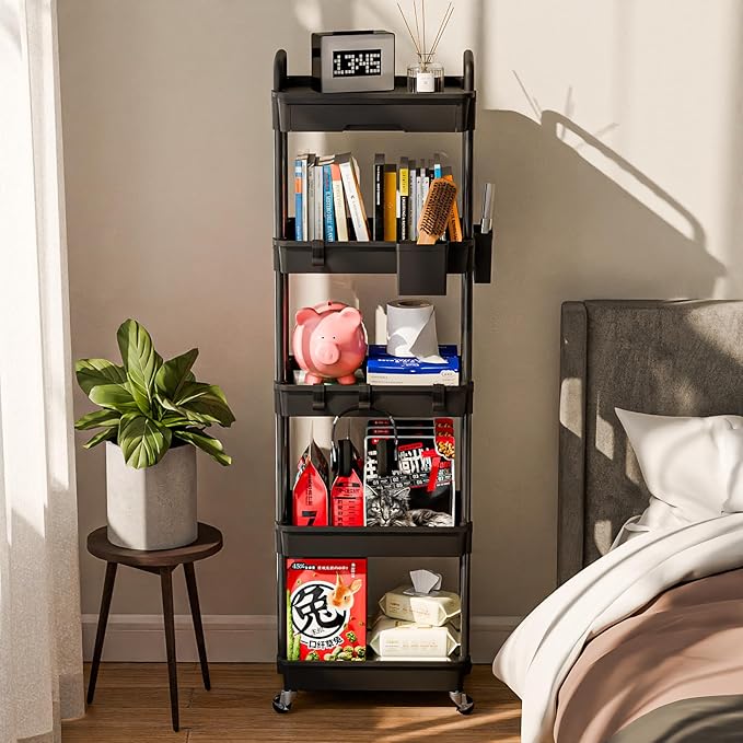5 Tier Rolling Cart Organizer, Bathroom Cart Organizers - Image 2