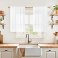 YoungsTex White Linen Cafe Curtains 36 Inch Length 2 Panels by YoungsTex