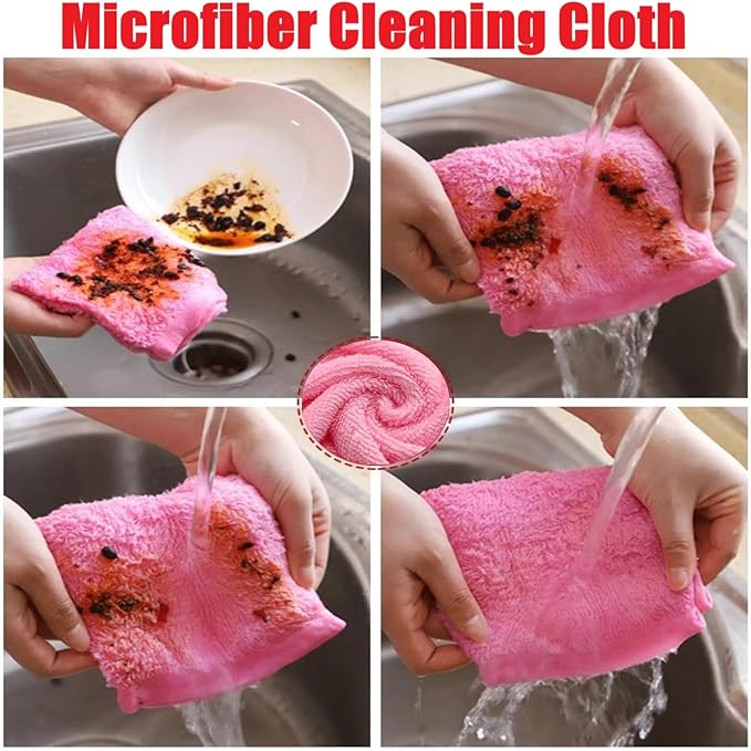 Bamboo Microfiber Cleaning Cloth-8Pcs Kitchen Wash Cloths, Wood Fiber Window - Image 2
