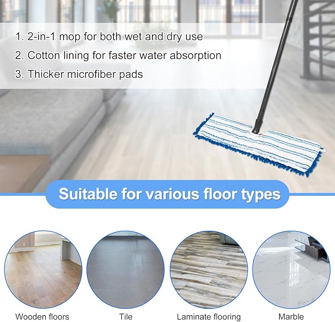 4 Pack Mop Heads Replacements for Ocedar Dual-Action Microfiber Flip Mop - Image 6