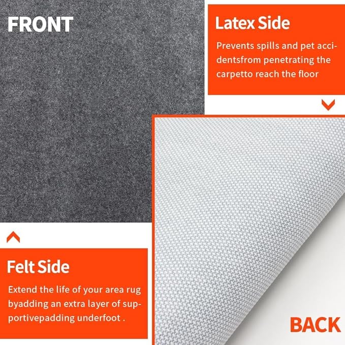 Non-Slip Rug Pads 2 x 8 ft, 100% Waterproof Extra Large Area Rugs Non Skid Rug - Image 3