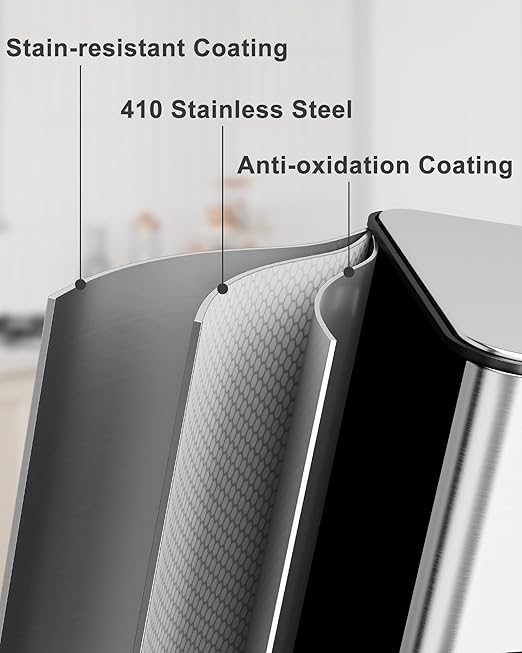 3 x 7.9 Gal Trash Can, Stainless Steel Triple Compartment Step-On Recycling Bin - Image 6