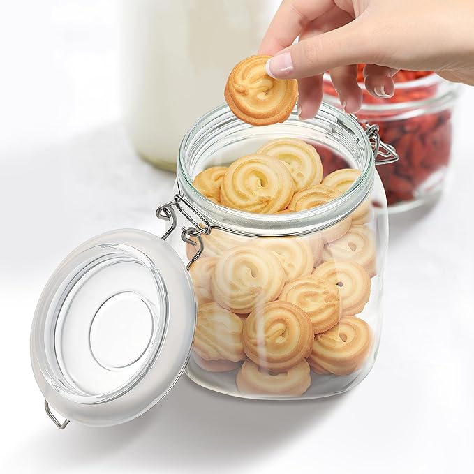 Glass Food Storage Jars with Airtight Lids 25 oz Square 4 Pack Kitchen Storage - Image 2