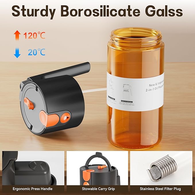 Upgrade 2 in 1 Oil Sprayer for Cooking, 17oz Light-Blocking Glass Olive Oil - Image 6