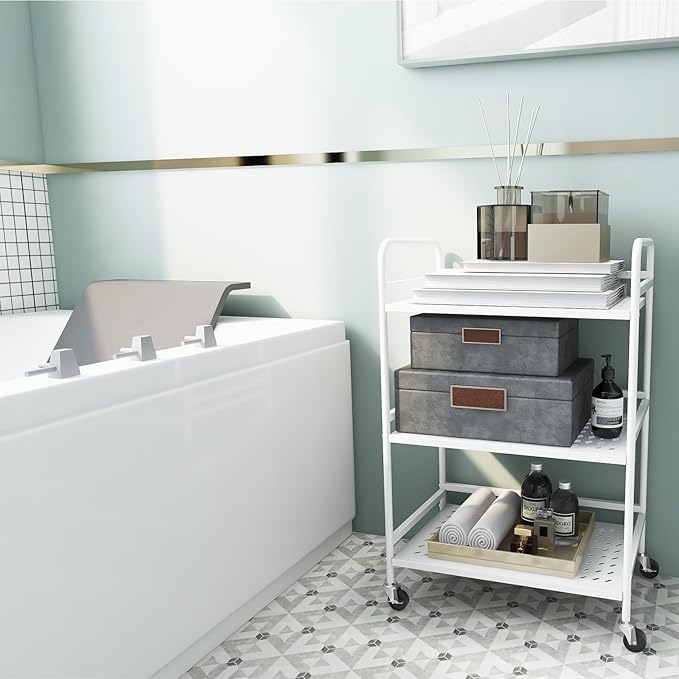 HDANI 3 Tier Rolling Cart, Heavy Duty Multifunctional Metal Frame-Supports 22 - Image 3