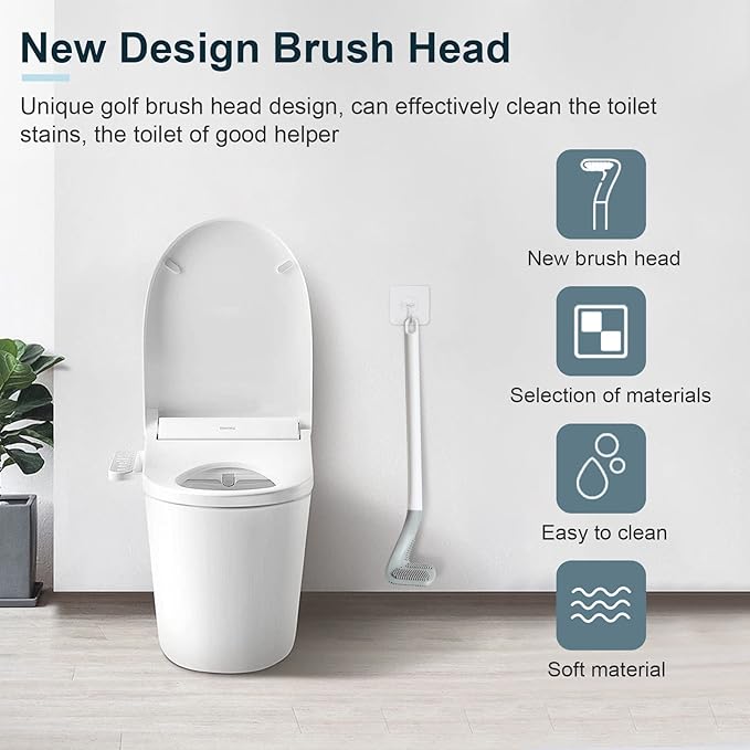 Golf Toilets Brushes, Toilet Cleaning Brush, Flexible Bendable Silicone Long - Image 3