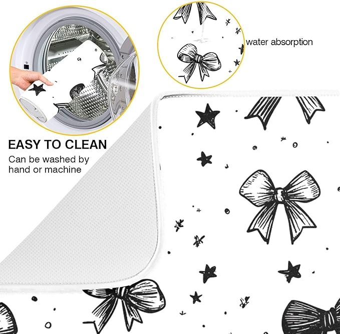 Black White Bowknot Dish Drying Mat - Image 2