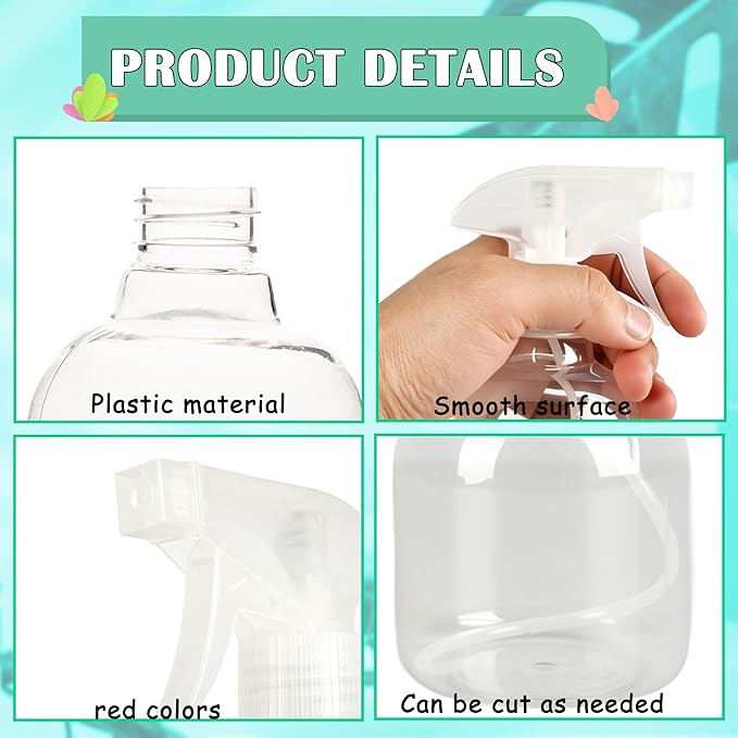 25 Pcs Plastic Spray Bottles 8 oz Empty Clear Refillable Spray Bottles - Image 3
