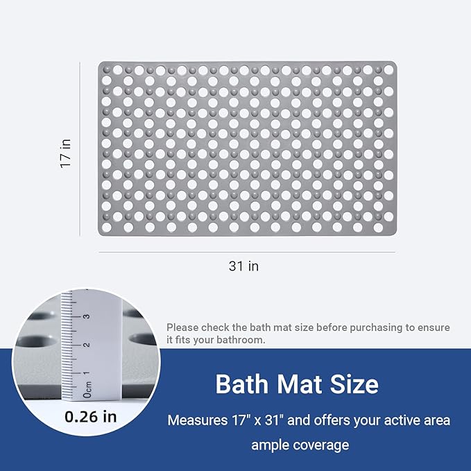 Non Slip Bathtub Mat and Shower Mat 31x17 inch, Bath Mat - Image 2