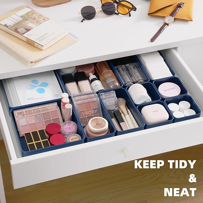 11-Piece Stackable Drawer Organizer Set, Stationery, Utensils in Bathroom - Image 3
