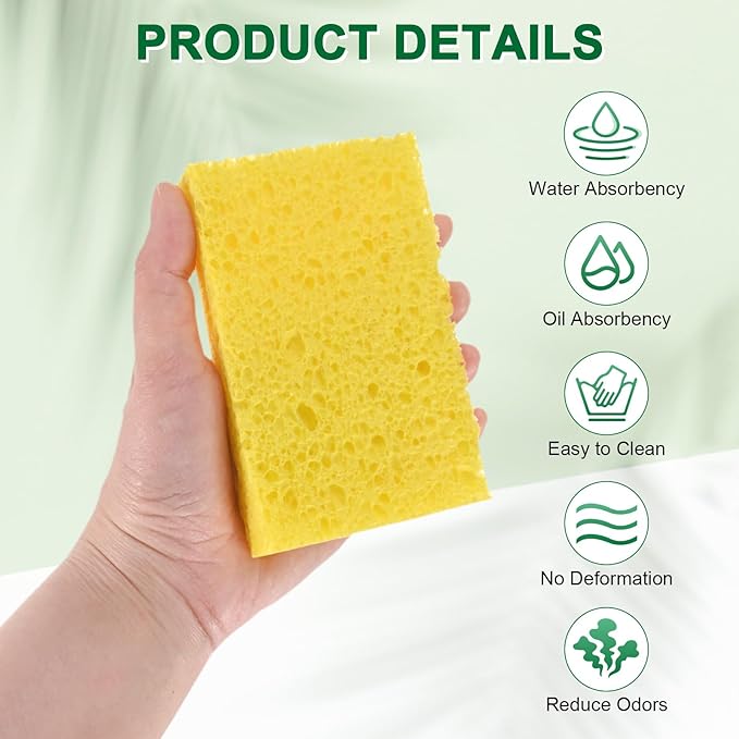 6-Set Kitchen Sponges, Condense Eco Cellulose Non-Scratch Scrub Heavy Sponge - Image 2