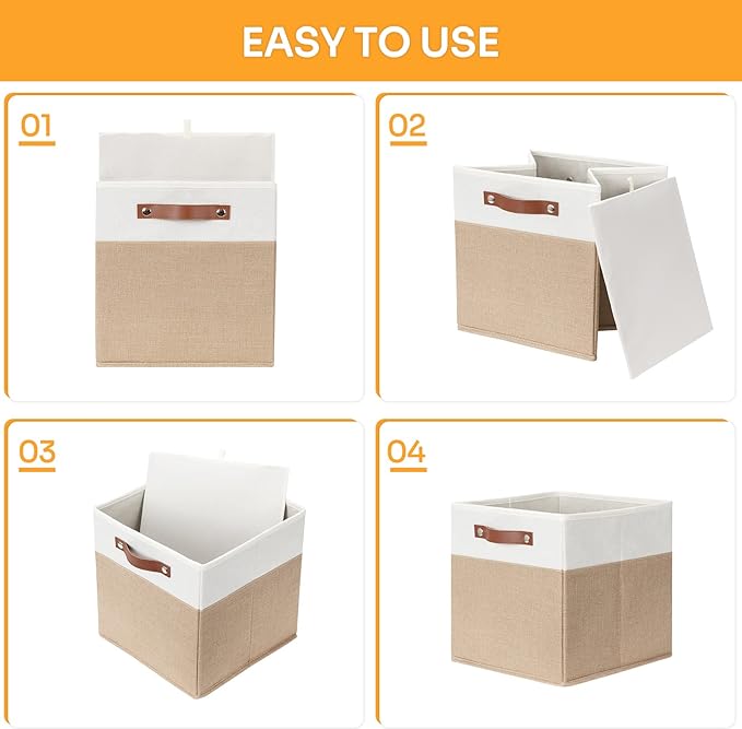 DULLEMELO Cube Storage Bins, Collapsible foldable Linen Canvas Closet Storage - Image 4