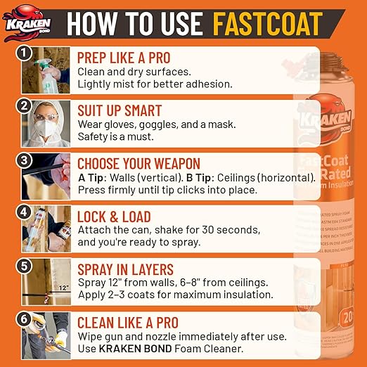 Kraken Bond Fastcoat Fire Rated Spray Foam Insulation Kit Closed Cell in a Can - Image 9