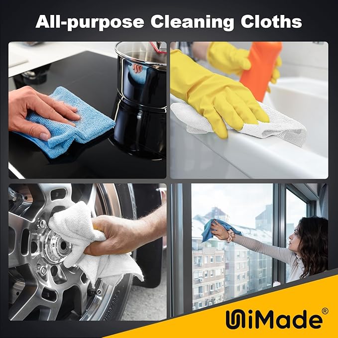 Shop Rags, 100 Sheets Microfiber Cleaning Cloth Commercial Grade Washcloths - Image 7
