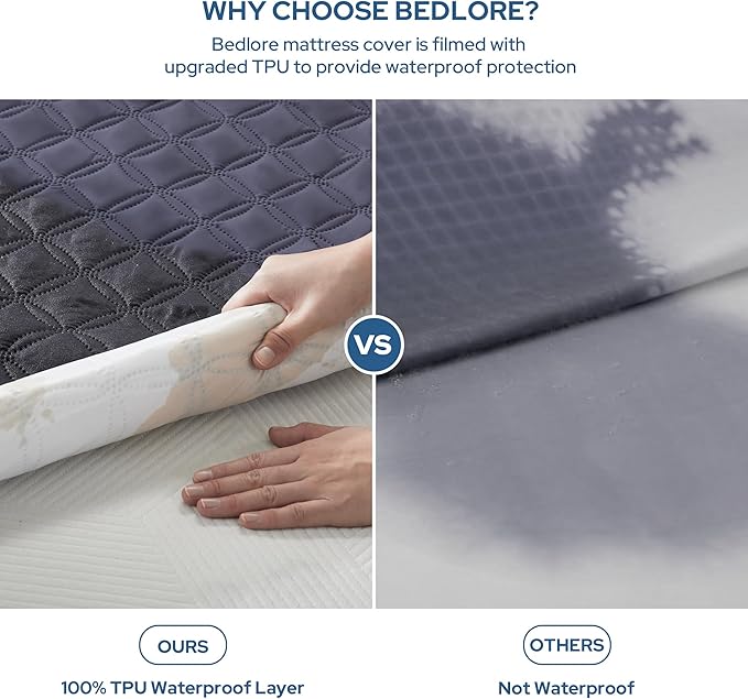 BEDLORE Waterproof Mattress Protector, King Size Noiseless Mattress Pad - Image 2