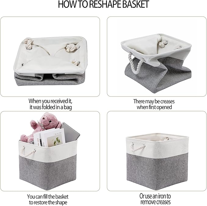 13 x 13 Inch Cube Storage Bins, 4 Pack Large Collapsible Fabric Storage Bin - Image 5