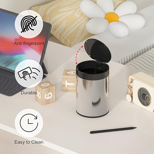 Mini Trash Can for Desk 0.4 Gallon, 1.5L Stainless Steel mini Desk Trash can - Image 4