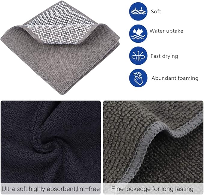 SINLAND Microfiber Dish Cloth for Washing Dishes Best Kitchen Washcloth - Image 3