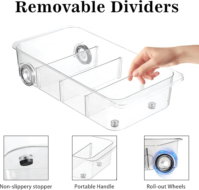 MineSign 2Pack Roll Out Fridge Caddy Bins Pull Out Drawer - Image 4