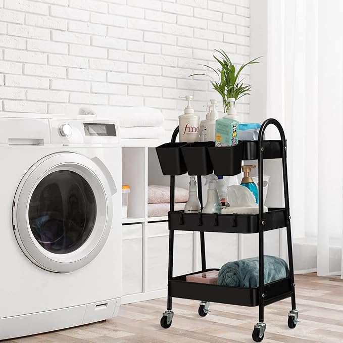 danpinera 3-Tier Rolling Cart, Metal Rolling Storage Cart - Image 9