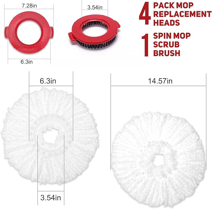 4-Pack White Mop Replacement Heads - Image 2