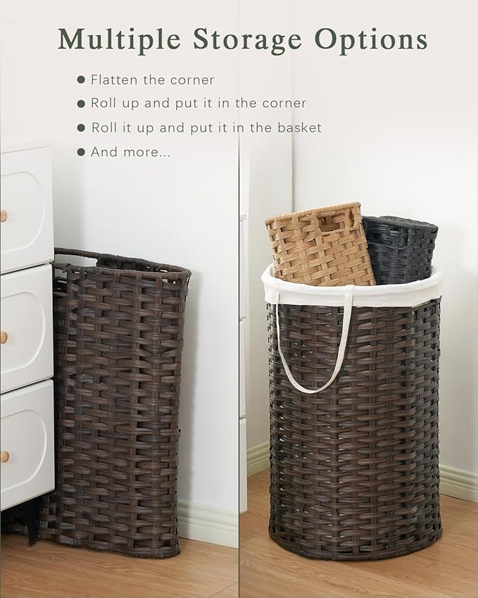 Large Laundry Hamper Laundry Basket Round 34.3 Gal Handwoven Wicker Laundry - Image 5