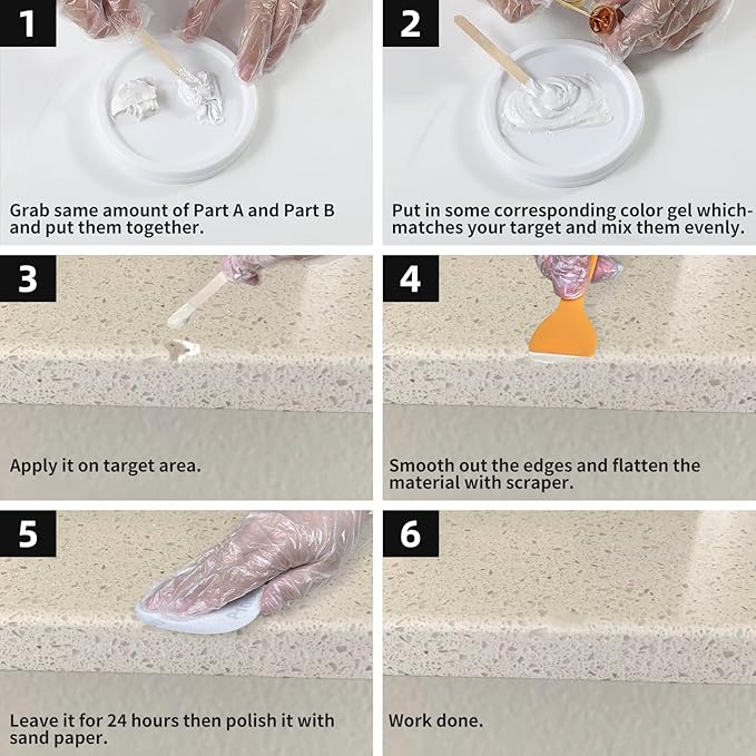 Globalcom Tile and Granite/Marble Repair Kit, Porcelain Stone and Quartz - Image 6