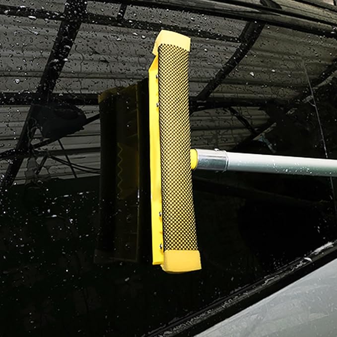 11.6" Window Squeegee with Scrubber, 2-in-1 Car Glass Cleaning Kit with Sponge - Image 4