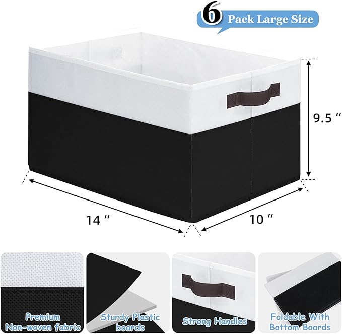 Criusia 6 Pack Closet Organizers and Storage Bins, Cute Dorm Room Essentials - Image 2