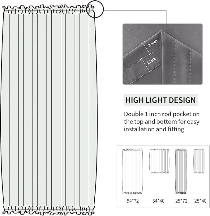 DWCN French Door Curtains – Rod Pocket Thermal Blackout Curtain - Image 3