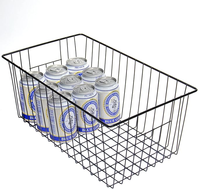 16" L x 12" W Wider Freezer Storage Organizer Baskets Container, Metal Wire - Image 2