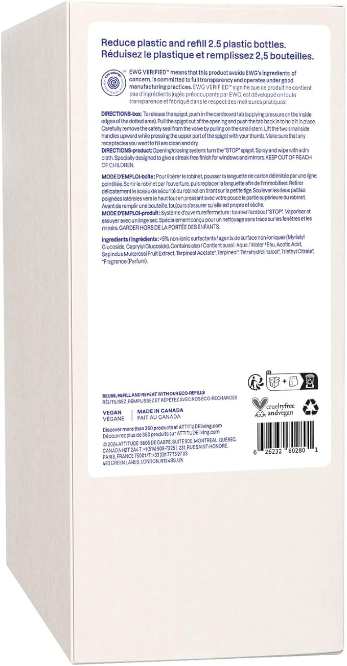 ATTITUDE Window & Mirror Cleaner Refill, EWG Verified, Plant- & Mineral-Based - Image 8