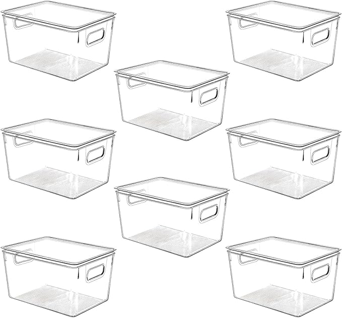 Clear Plastic Stackable Storage Bins by CONTROLKITCHEN