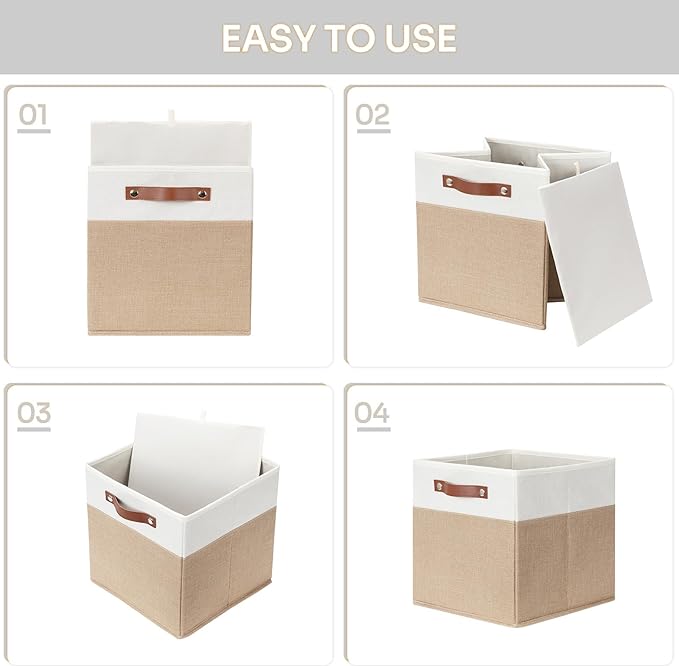 HNZIGE Fabric Storage Cubes, Cube Storage Bins 12 x 12, Decorative Storage - Image 3
