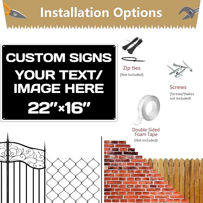 custom signs, Aluminum Weatherproof Metal Sign, Custom Personalized Text And - Image 5