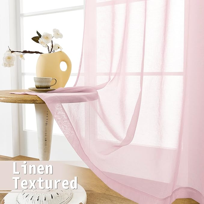 Tollpiz Short Sheer Door Curtain Closet Linen Textured Curtain Sheers Doorway - Image 4