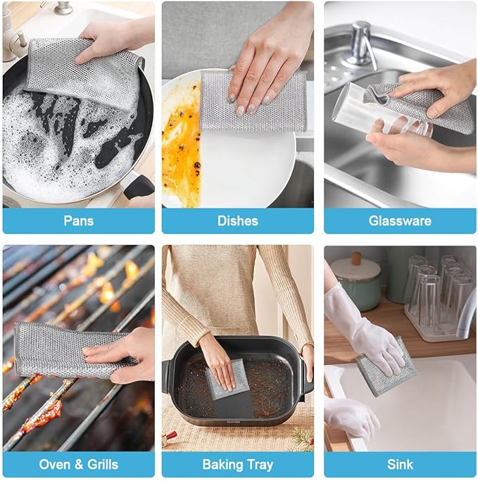 AIDEA Non Scratch Wire Dishcloth 12PK, Wire Dishwashing Rag - Image 7