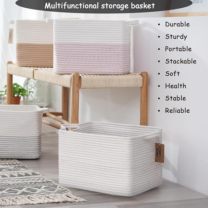 COMFY-HOMI 3PACK Cotton Rope Square Basket - Image 5