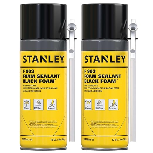 Stanley F903 Black Spray Foam Sealant – Waterproof Expanding Polyurethane Foam by STANLEY