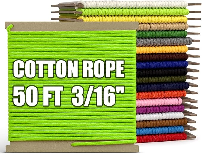 PerkHomy 500lb Cotton Rope 3/16" 50 ft Multi Purpose Utility Diamond Braided by PerkHomy