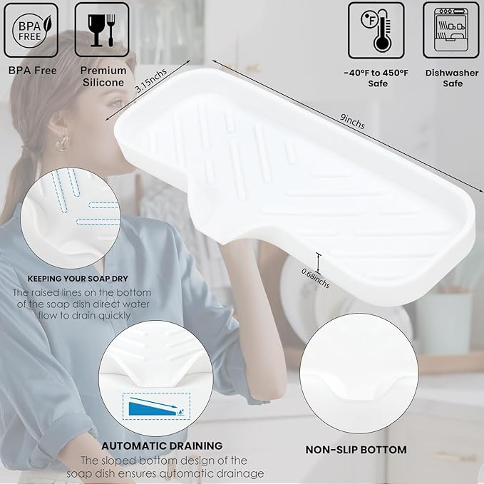 Silicone Bathroom Soap Dishes, Sponge Holder - Image 2