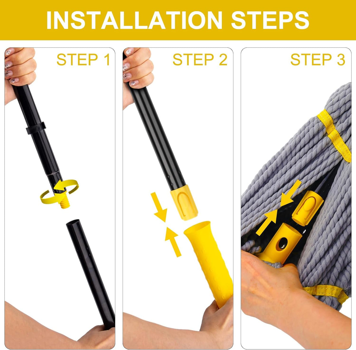 Self-Wringing Twist Mop, Microfiber Floor Mop 57" Long Handle, Gray