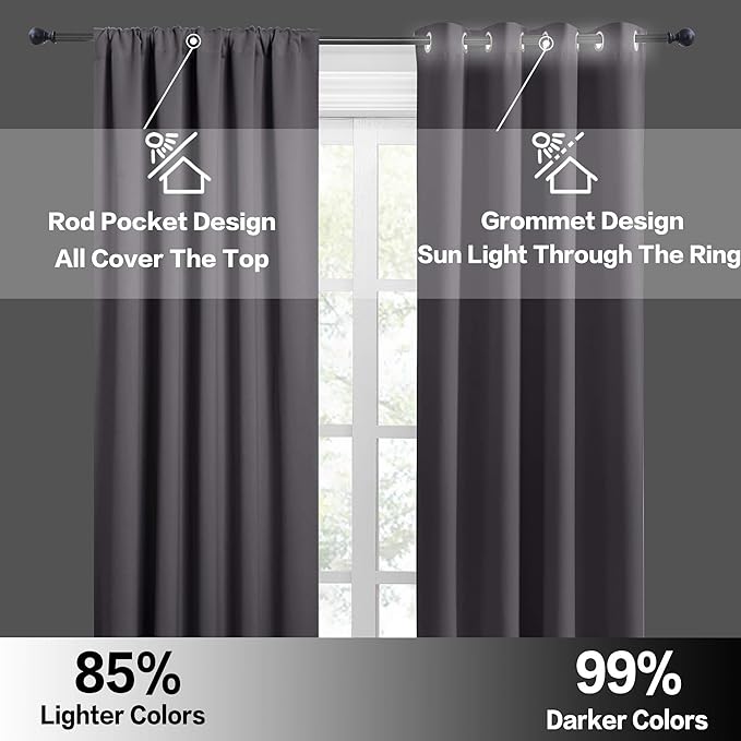 RYB HOME Short Curtains Gray Half Window Curtains - Image 5