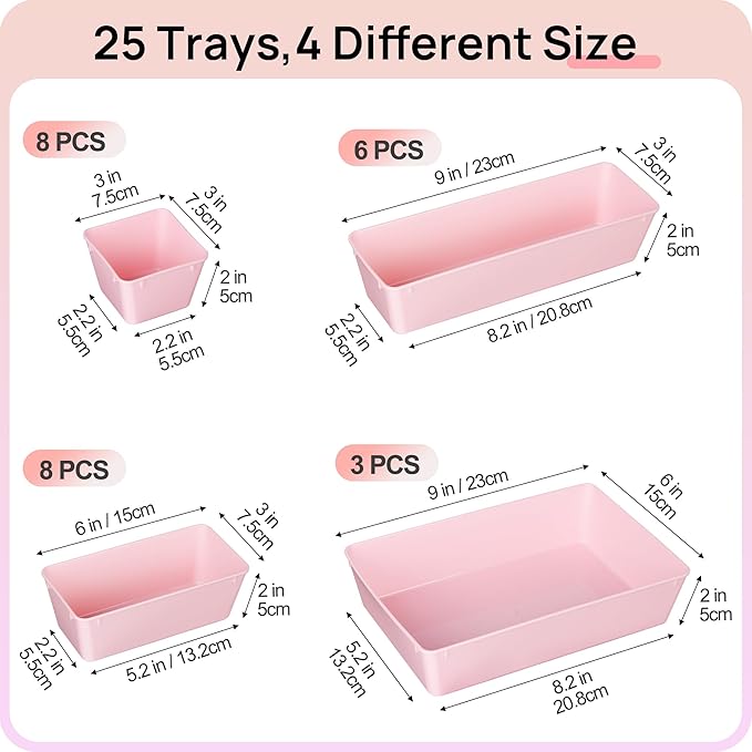 Vtopmart 25 PCS Plastic Drawer Organizers Set, 4-Size Versatile Bathroom and - Image 6