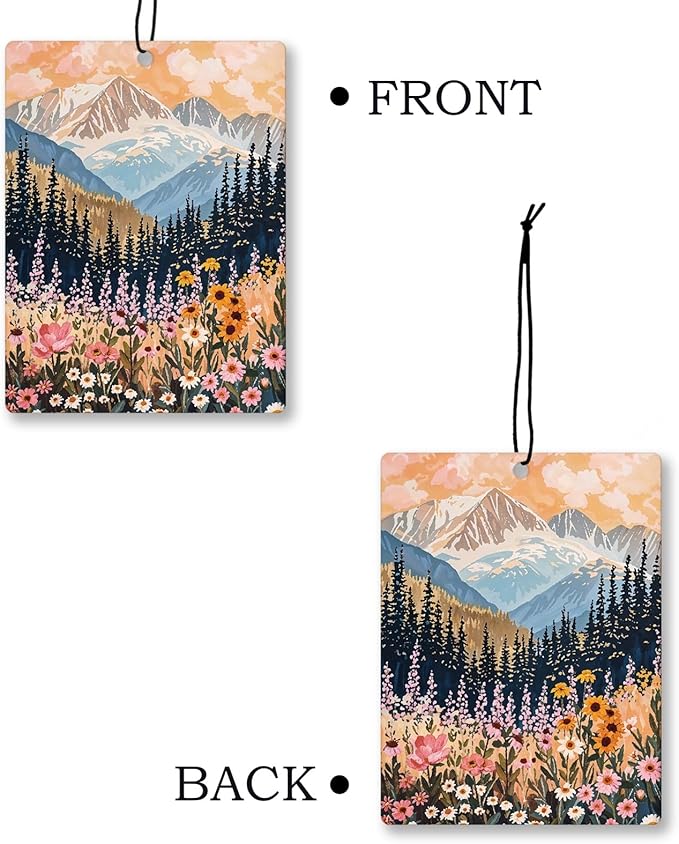 Maximalist Floral Mountain Car Air Freshener 4 Pcs, Boho Abstract Eclectic - Image 7