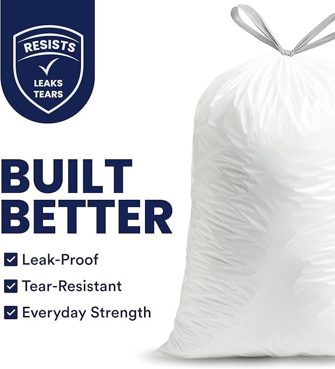 Plasticplace 13 Gallon Trash Bags │ 1.2 Mil │ White Extra-Large Drawstring - Image 2