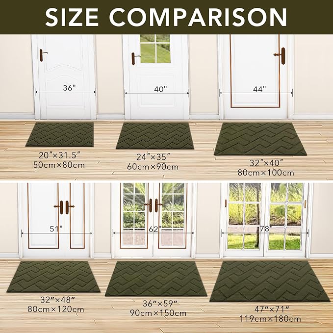 hicorfe Indoor Door Mat, Non Slip Door Mats, Absorbent Resist Dirt Entrance - Image 5