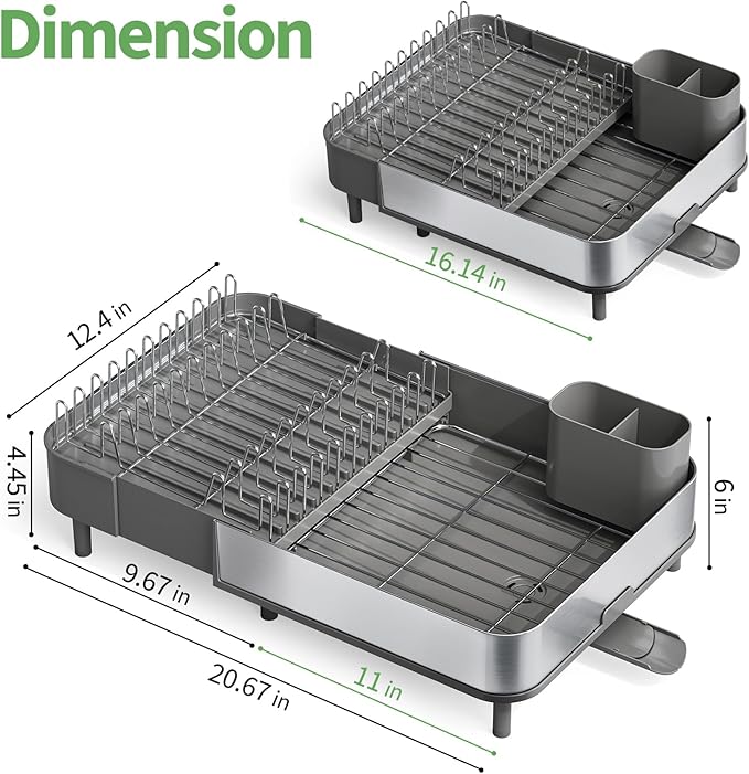Expandable Dish Drying Rack, Foldable 304 Stainless Steel Dish Rack - Image 6